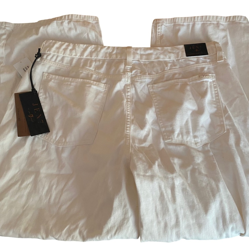 Jen7 by 7 For All Mankind White Cropped Wide Leg Jeans Size 12 NWT read